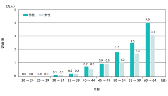 性別・年齢階級別　脳血管疾患患者数（2017年）